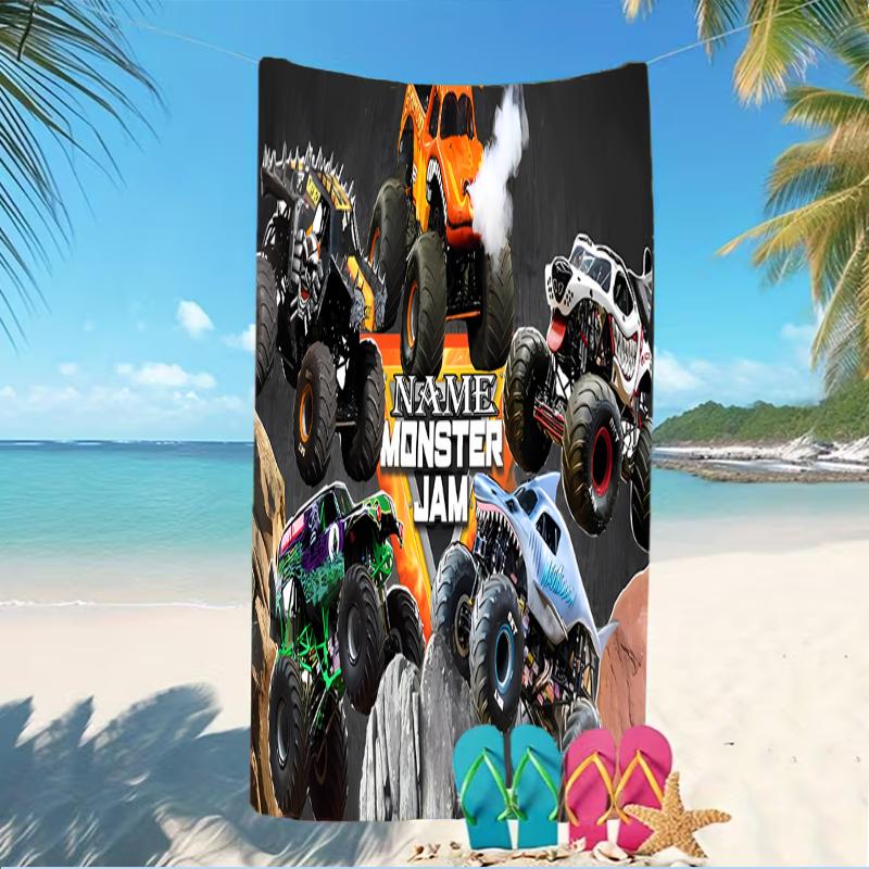 Customizable personalized beach towels Monster Jam themed designs.Suitable for the beach, yoga, sports;ideal as beach accessories