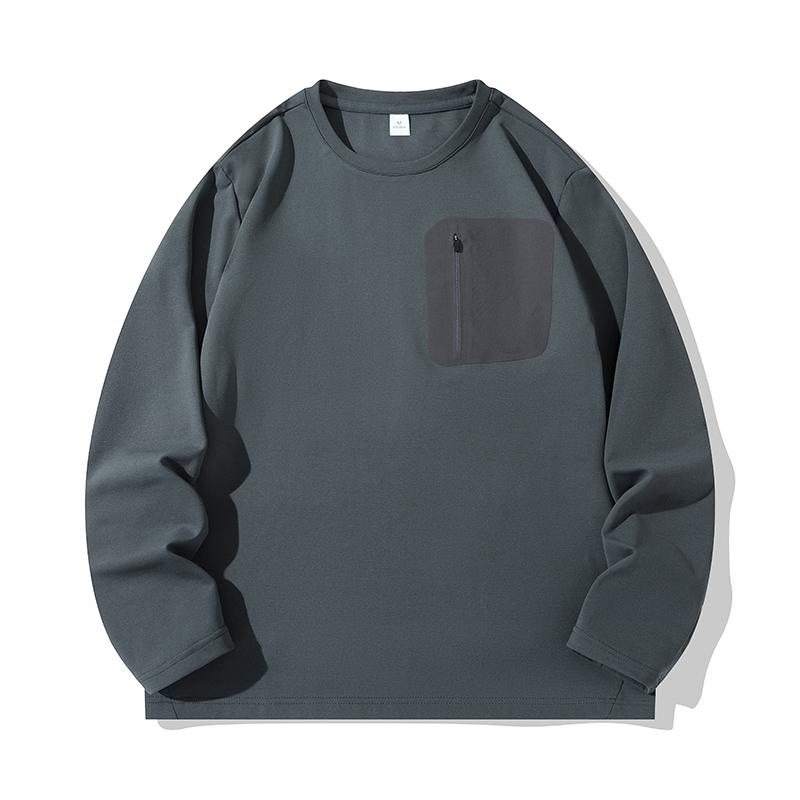 Solid Color Sweatshirt Men's Round Neck Long-sleeved T-shirt Autumn and Winter Bottoming Shirt Fashionable Casual Top