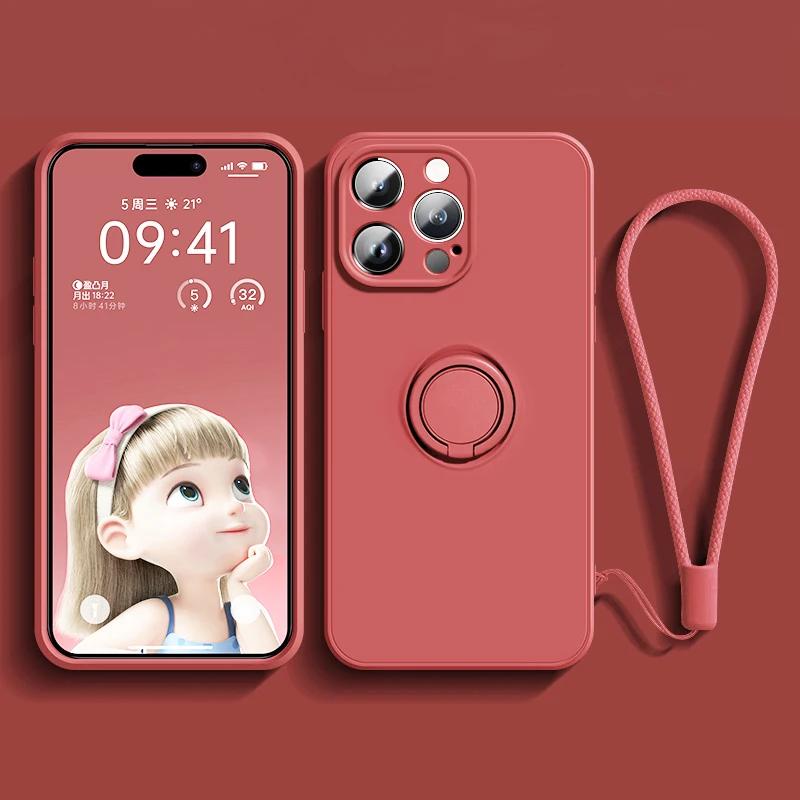 

Магнитный мягкий силиконовый чехол для телефона для iPhone 15 13 14 11 12 Pro Max XS XR 8 7 15 Plus SE Полный с кольцом-держателем подставка Защитная крышка For iphone11Pro