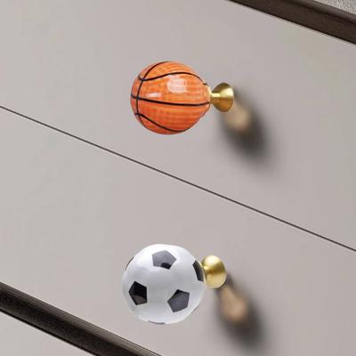 Cartoon Basketball Football Cabinet Door Handle Drawer Knobs Single Hole Ceramic Pulls Kitchen Wardrobe Furniture Handles