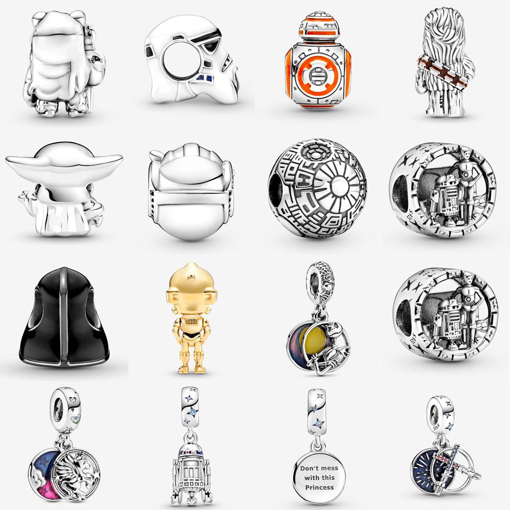 

2022 Новый звездный шлем из серебра 922 пробы и шарм Дарта Вейдера Fit Pandora Charm Браслет Wars Детский шарм Бисер Украшения своими руками