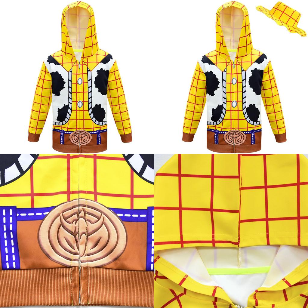 Woody Reißverschluss-Hoodie Sweatshirt Weiches Auffälliges Toy Story Kostüm Für Kinder