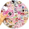 10/30/50/100pcs Cute Pink Y2K Girl Cartoon Stickers Aesthetic Waterproof DIY Phone Scrapbook Diary Retro Decoration Sticker Toys