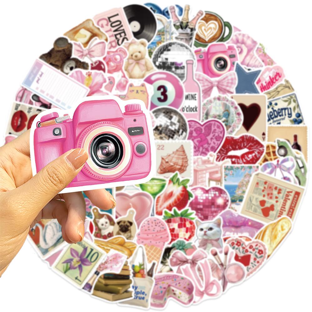 10/30/50/100pcs Cute Pink Y2K Girl Cartoon Stickers Aesthetic Waterproof DIY Phone Scrapbook Diary Retro Decoration Sticker Toys