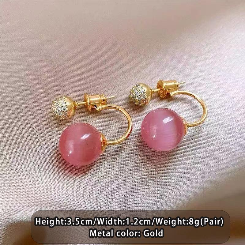 

Pink Opals Stone Pendant Drop Earrings for Girls Elegant Sweet New Design Jewelry Versatile Accessories 2026 Style For Women