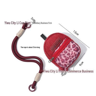 Mini Carteira de Moedas e Bolsa para Fones de Ouvido com Padrão Crocodilo da Marca Tide Chaveiro Cordão Pingente.