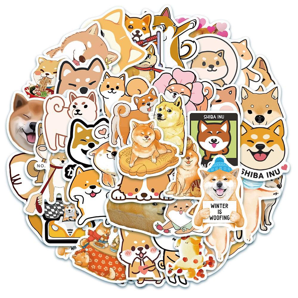 50 Animal Cute Pet Collection Shiba Inu Husky Corgi Suitcase Stickers Waterproof Graffiti Stickers