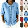 Women Button Front Short Sleeve Shirt Elegant Collar Blouse Casual Loose Fit Summer Top Lightweight Breathable Fabric