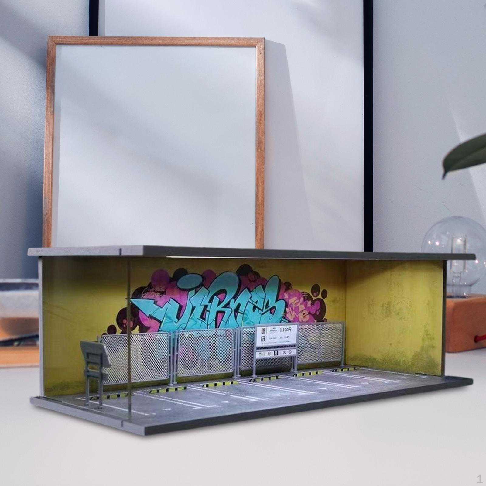 

Диорама «Парковка», настольное украшение, масштаб 1/64, миниатюрная сцена здания для автолюбителей Graffiti pattern