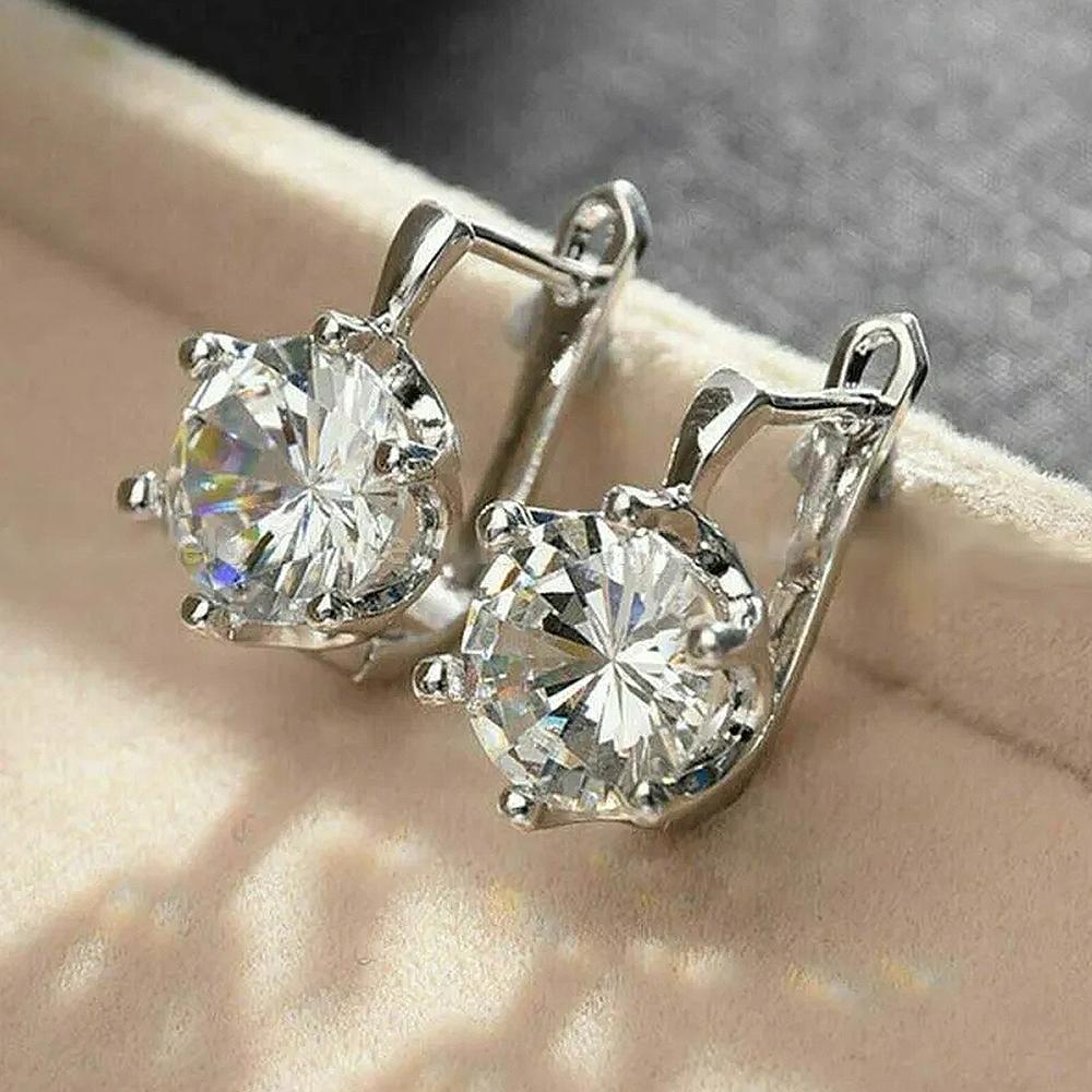 

Huitan Luxury Round Cubic Zirconia Hoop Earrings for Women Fashion Contracted Design Copper Color Earrings Zircon Wholesale Lot