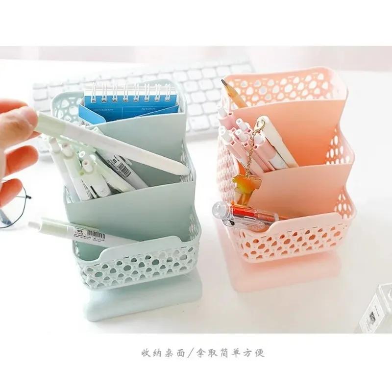 Hollow Desk Organizer Desktop Storage Box Multifunction Stationery Holder Phone Stand Office Supplies Desk Set Pen Holder