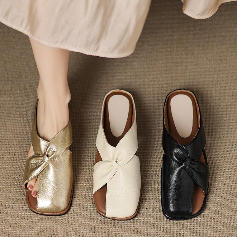 New women's round head flat-bottomed slippers non-slip soft bottom large size summer rubber soft bottom comfortable casual fashion sandals