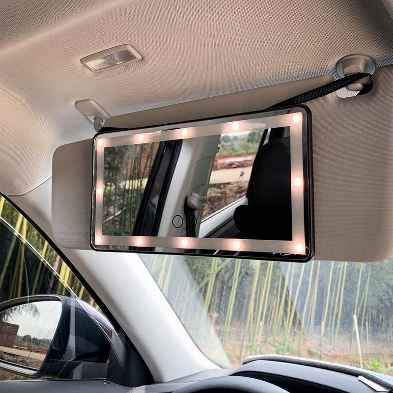 Car Vanity Mirror Touch Screen Capacitive Lighting Adjustment Car LED Cosmetic Mirror for Makeup