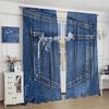 Modern Jeans Curtains Denim Retro Western Cowboy Style Design Art Print Curtain Bedroom Living Room Home With Rod Pocket Polyester Perfect For Area