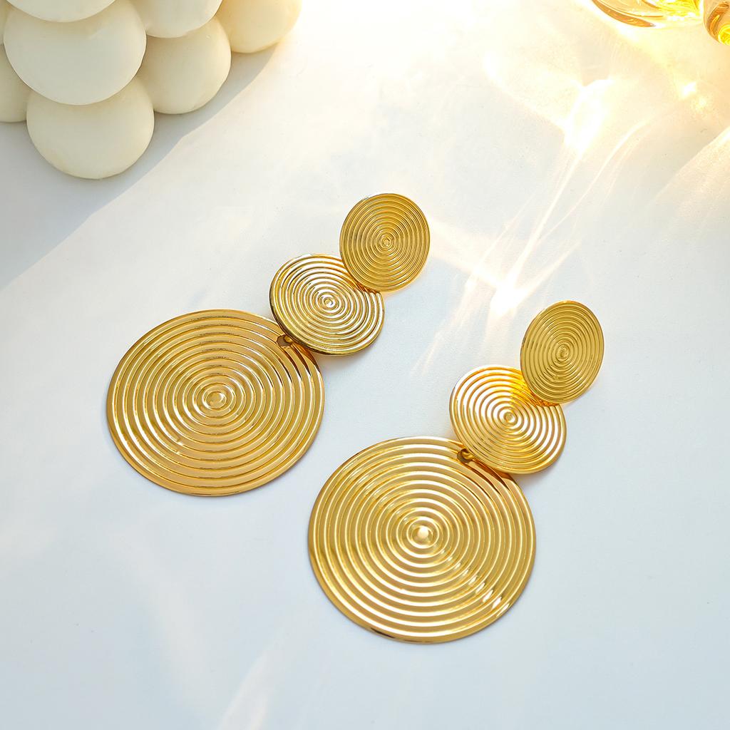Exaggerated Personality Geometric Round Earrings, Simple Creative Design Sense Splicing Mosquito Coil Disc Earrings Female