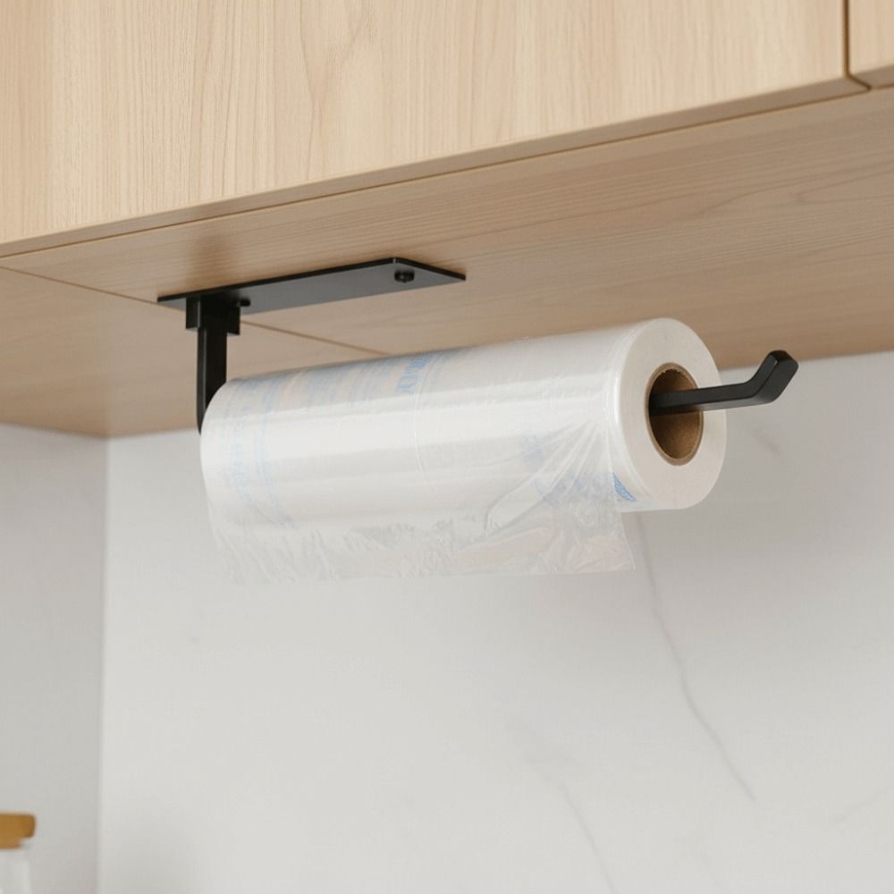 Self-Adhesive/Drilling Mount Kitchen Roll Dispenser Under Cabinet Hanging Towel Roll Stand  Sink
