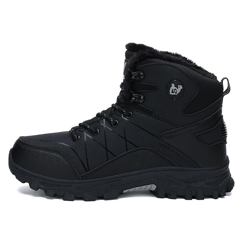 High-top Boots Men Comfortable Casual Anti-slip Breathable Warm Combat Boots Men Durable Plush Soft Outdoor Hiking Shoes Men