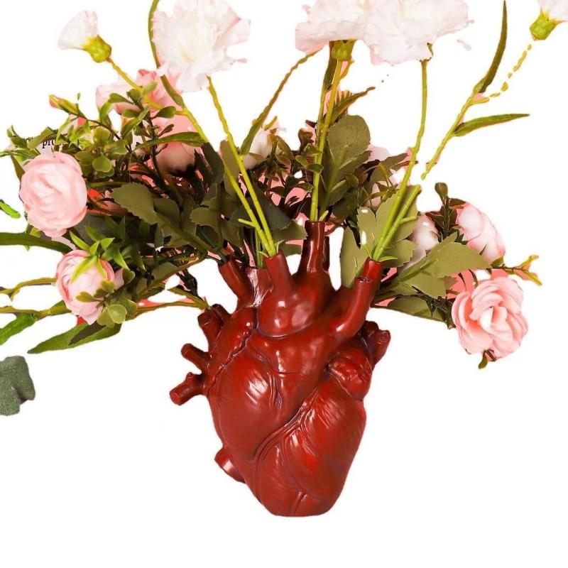Simulation Heart Shape Resin Vase 4 Colors Heart-shaped Arrangement Potted Plant Suitable For Home Study Office Ornament