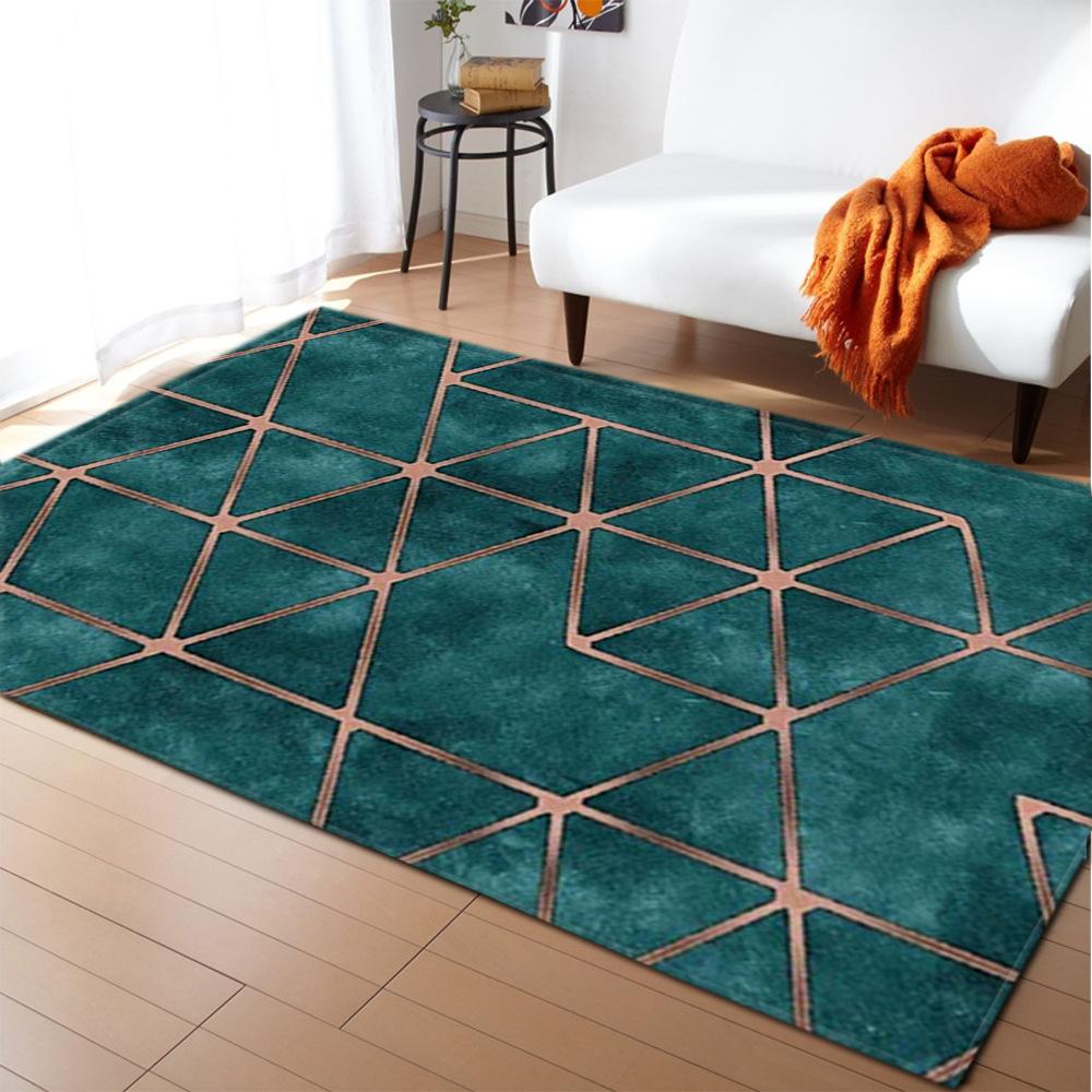Line Printing Three-Dimensional Carpet Living Room Runway Green Floor Mat