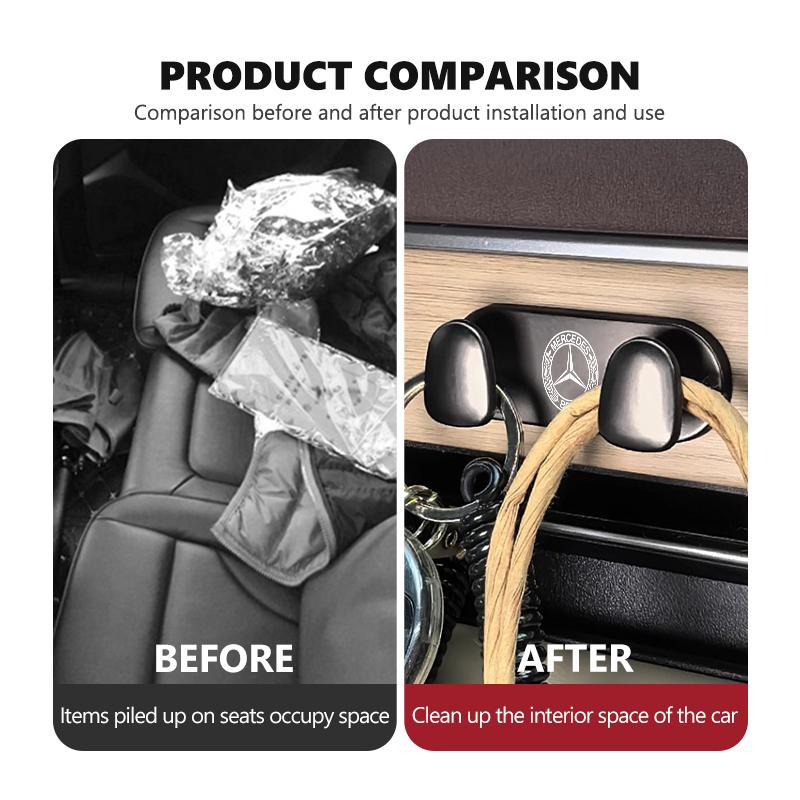 For Benz Zinc Alloy Car Hook Indoor Wall Hanger Sticker Hook Storage Accessories AMG W213 W124 W108 W126 Exclusive W204 W222 RI8