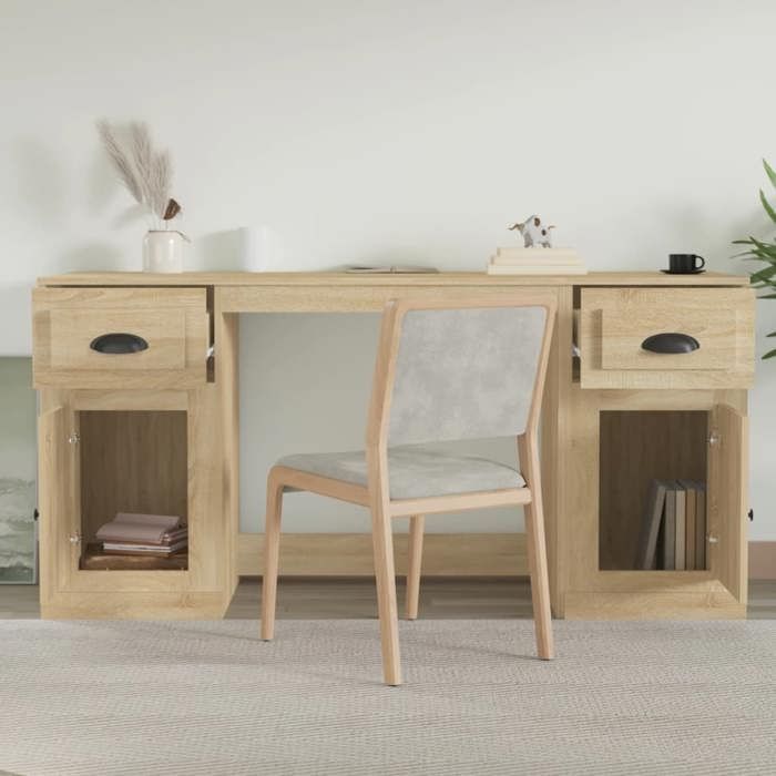Scrivania - Maison Exclusive - Quercia Sonoma - Legno ingegnerizzato - Contenitore integrato