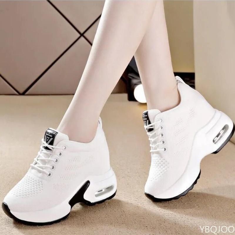 Fashion Super Thick Sole High Top Women's Sports Shoes Spring New Mesh Breathable Comfortable Casual Height Increasing Women's Shoes