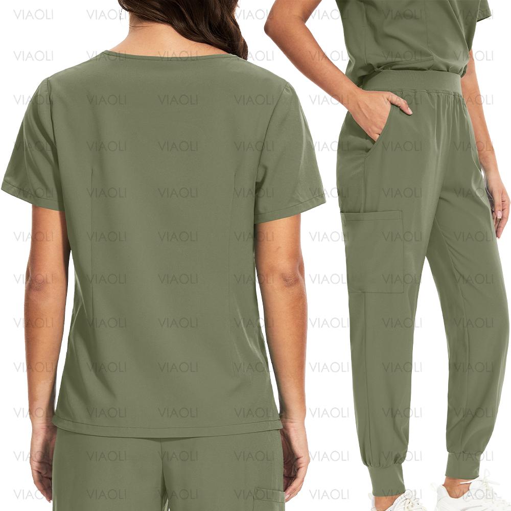 Multicolour Jogger Suit Doctor Nursing Uniform Pocket Top Pants Nurse Scrub Set Medical Clinical Clothes Surgical Uniforms Woman