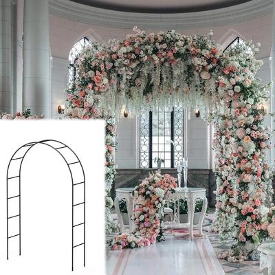 Metal Arched Wedding Arch / Plant Climbing Stand - Adjustable Floral Backdrop, Ceremony Pavilion, Vine Support with Pole Base