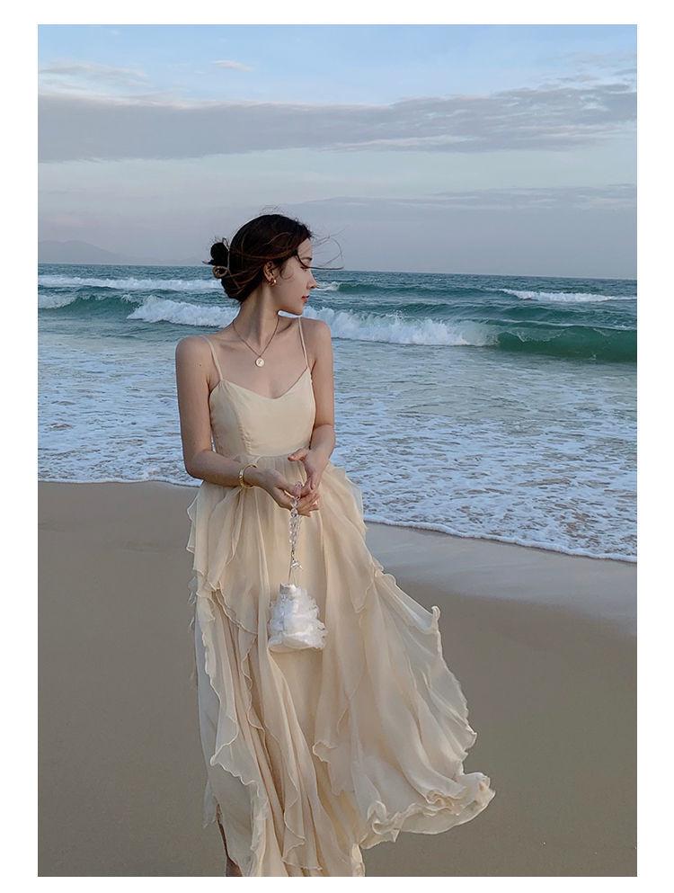 Women’s French Seaside Summer Camisole Dress – Elegant, Gentle Style Beachwear