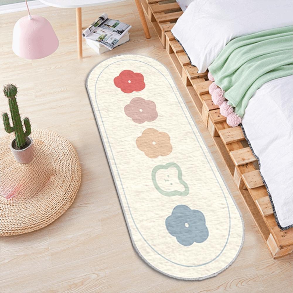 Long Strip Living Room Floor Mat Plush Doormat Colorful Oval Bedroom Rug  Sofa Area