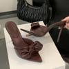 Fashion Liyke Designer Damen PU Leder Schleife Mode Hausschuhe Sexy Spitz Offene Zehen Dünne Hohe Absätze Party Abschlussballschuhe Damen Sandalen
