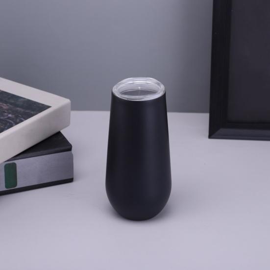 Boccale da birra per vino in acciaio inossidabile resistente al calore a forma di U da 180 ml con guscio d'uovo con coperchio resistente agli schizzi Design portatile ergonomico per bere facilmente