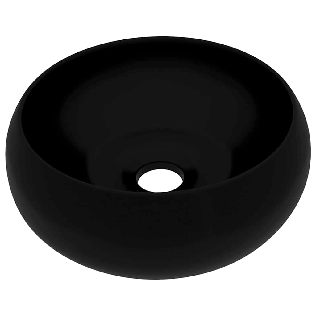 Luxury Round Wash Basin Matte Black 40 X 15 Cm Ceramic