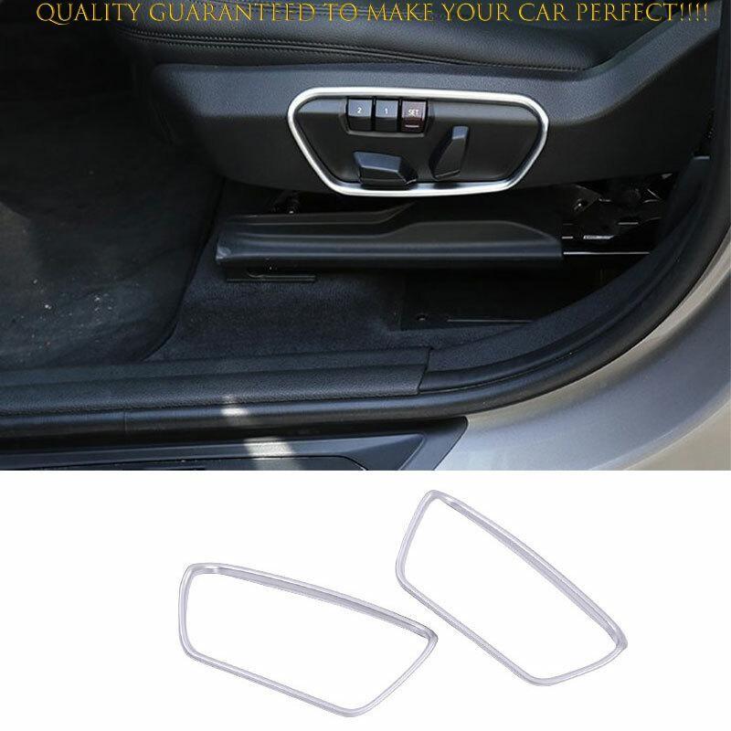 Fit For BMW X1 F48 2016-2022 ABS Silver Seat Button Handle Frame Cover Trim 2PCS