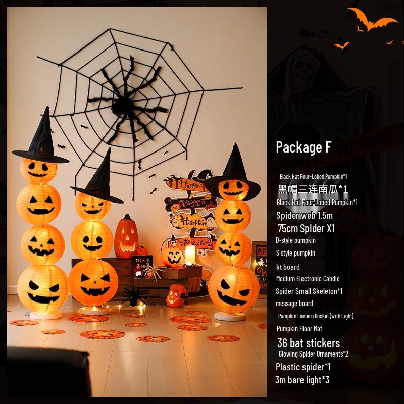 Light-Up Halloween Pumpkin Lantern Ornaments for Bar or Storefront Décor.
