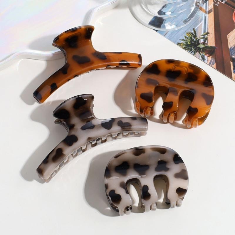 Comfortable Leopard Pattern Hair Claw Strong Barrette For Daily Use Hair Claw Clip For Office Women Everyday Outfit
