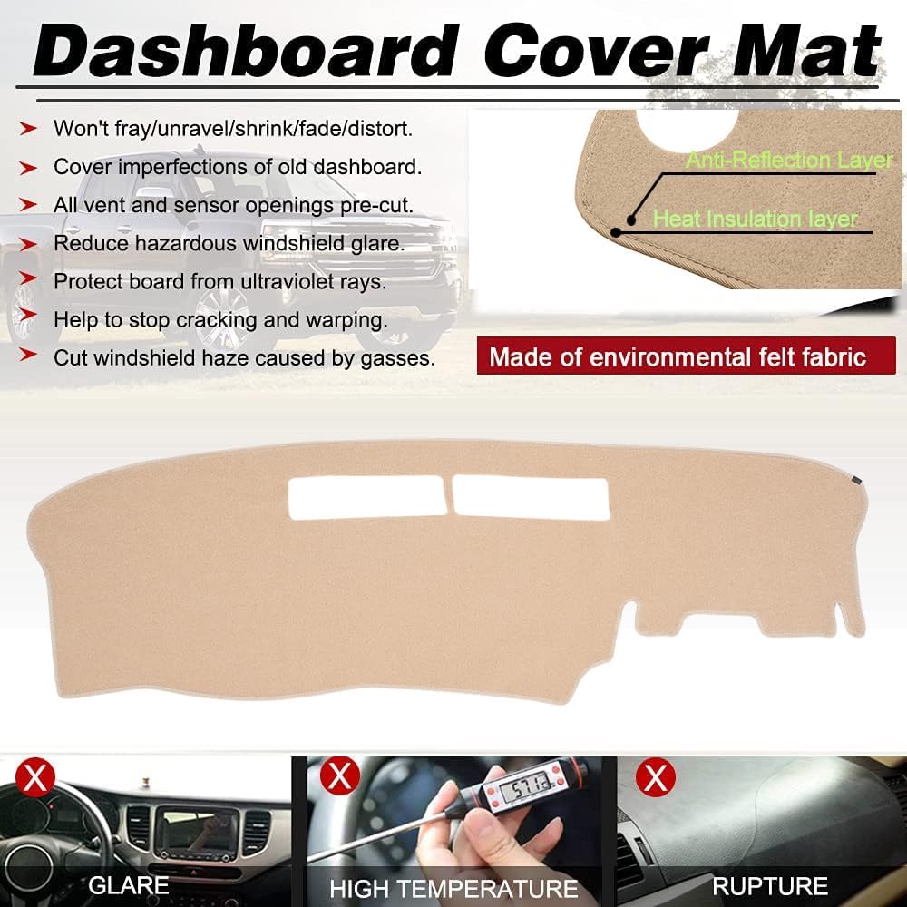Dash Cover Mat Fit For 1994-1997 Chevrolet Chevy S10 Blazer/GMC Jimmy Sonoma/96-97 Olds Oldsmobile Bravada,Dashboard Cover Pad Carpet (94-97 Beige)