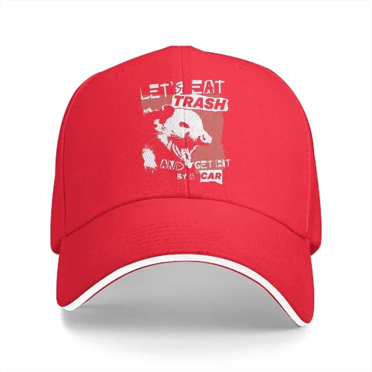 Lets Eat Trash And Get Hit By A Car Baseball Cap Unisex Hats Women Visor Protection Snapback Opossum Caps One Size