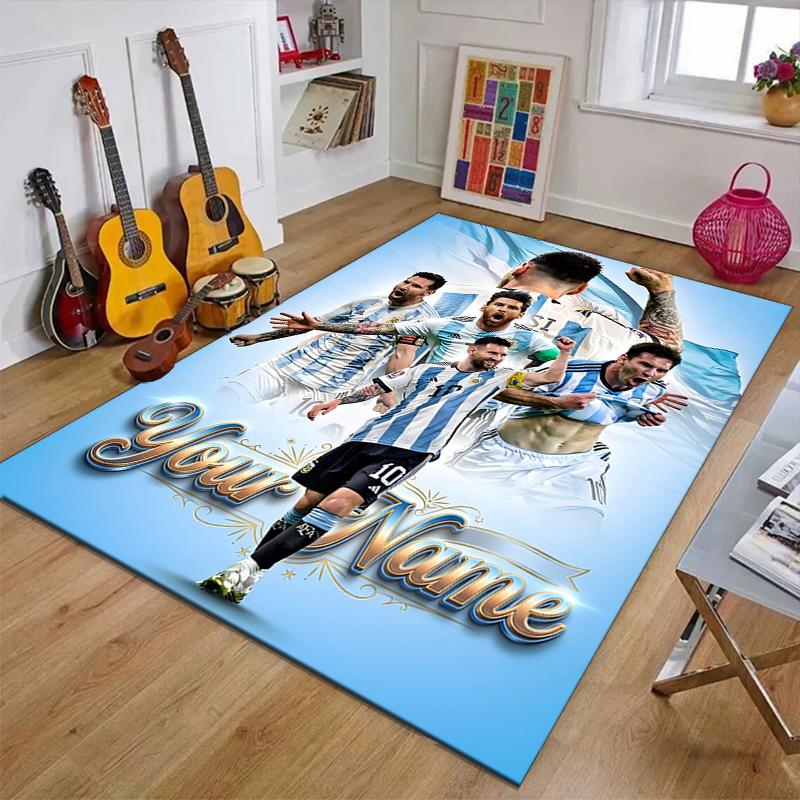 M-Messi Design Area Rug Personalized Name- Non-Slip, Soft & Cozy Floor Mat for Living Room, Office - Indoor/Outdoor Carpet