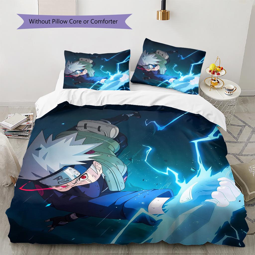 Hatake Kakashi Anime Pattern Bedding Home Decoration Birthday Gift (1 * duvet cover + 2 * pillowcase, without core)