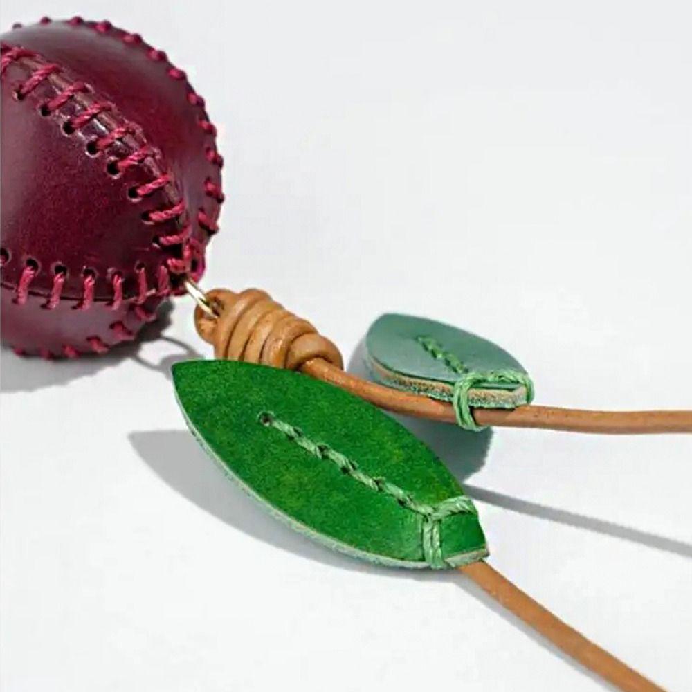 Handmade Pomegranate Fruit Pendant Car Keyring Bag Pendant Cute Leather Keychain  Men