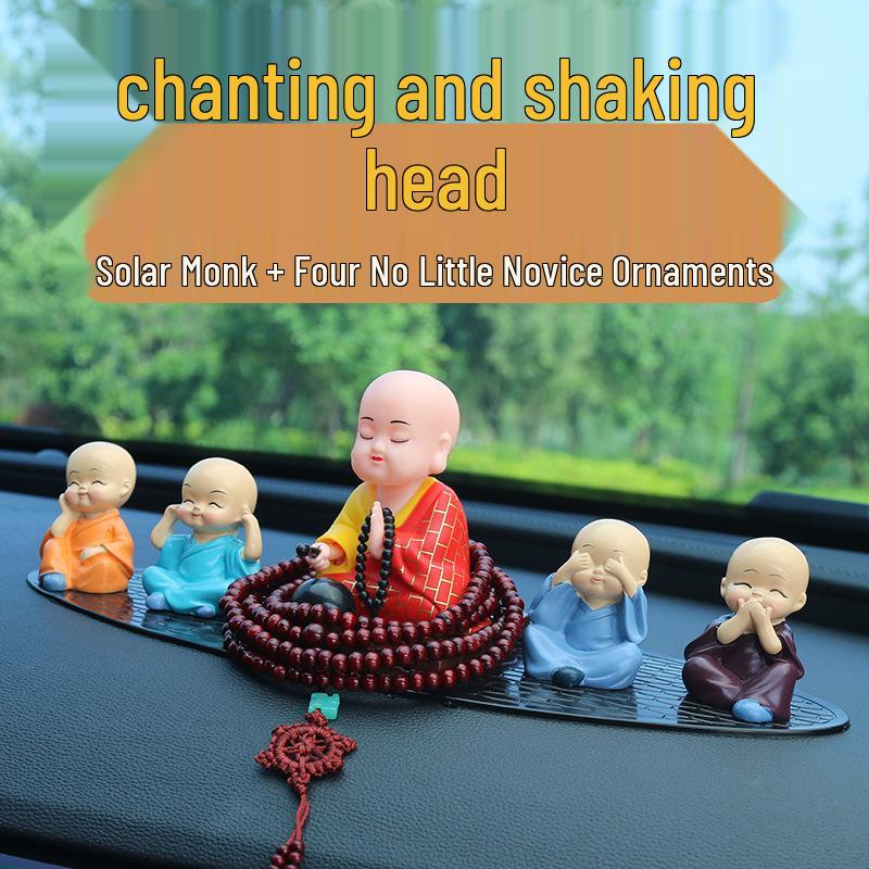Solar-Powered Zen Monk Chanting Car Ornament: Creative Decoration for Car Interiors