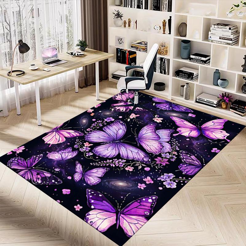 1PC Butterflies Flowers Non-Slip Floor carpet, Office, family, bedroom, Studio - Large Area Rug, Vibrant Colors, Longlasting Material-X446