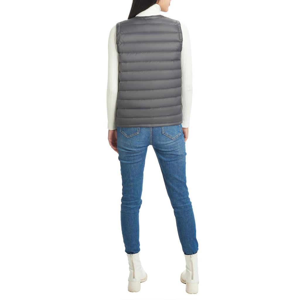 Ultra Light Down a Japanese and Includes a Storage Product 0123 Silver-Gensen Women's Vest, Brand. Lightweight, Warm, Water-Repellent, Compact. Pouch.
