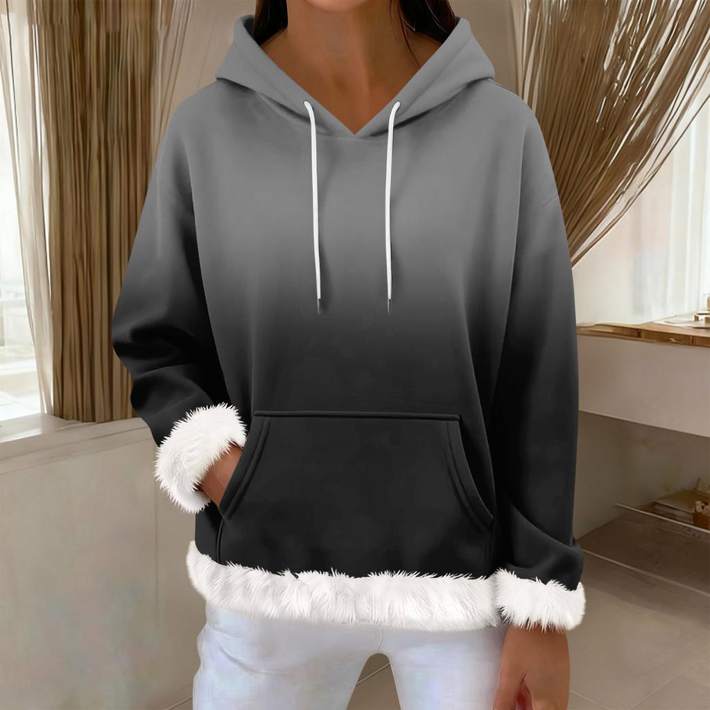 Damen Casual Mode Print Langarm Kapuzenpullover Top