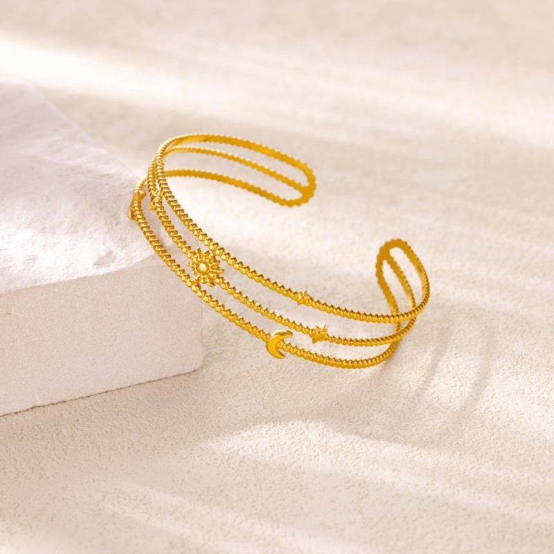 Hot Sale Sun Star Lines Titanium Steel Bracelet Personality Popular Opening Adjustable Oil Pressure Bracelet