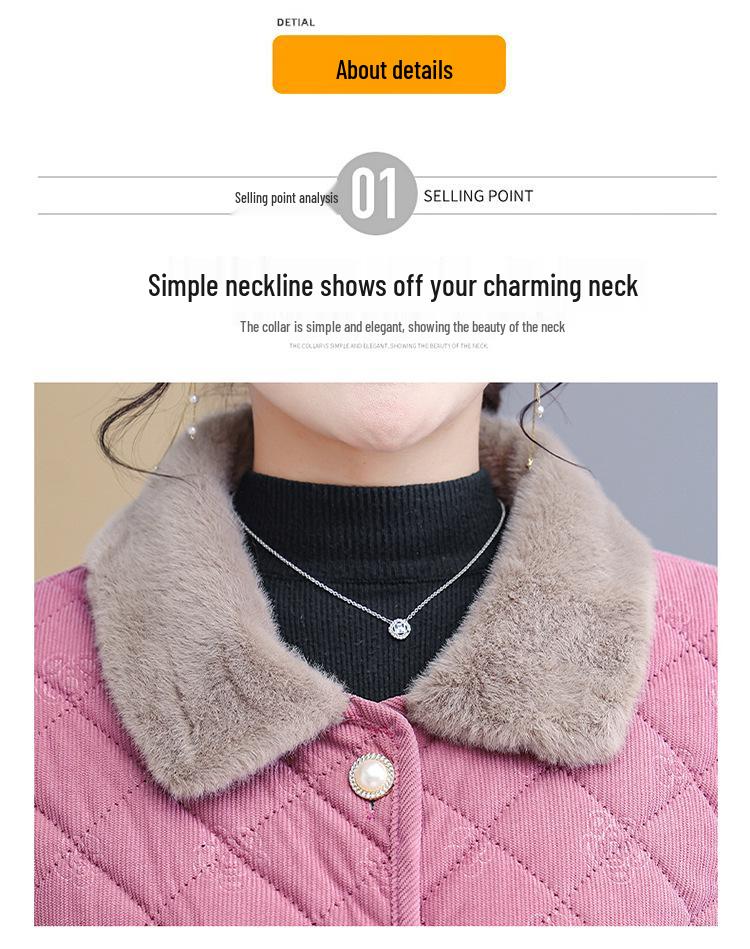 New Plus Velvet Warm Fashionable Short Jacket for Middle-Aged and Elderly Women - Stylish Autumn/Winter Cotton Coat