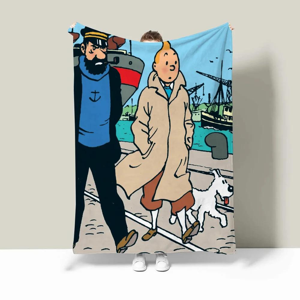 Tintins Kapuzendecke für Sofas, individuelle Decken, Charaktere, flauschig, kariert, Luxusbettwäsche, Bettüberwurf, Strandtuch, Heim und Dekoration