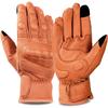 Kaedear Motorcycle and Protective Smartphone Touch Gloves, Leather, Spring, Summer, Autumn, Leather, Goatskin, Compatible, KDR-MX-GL9 (Brown, XL)