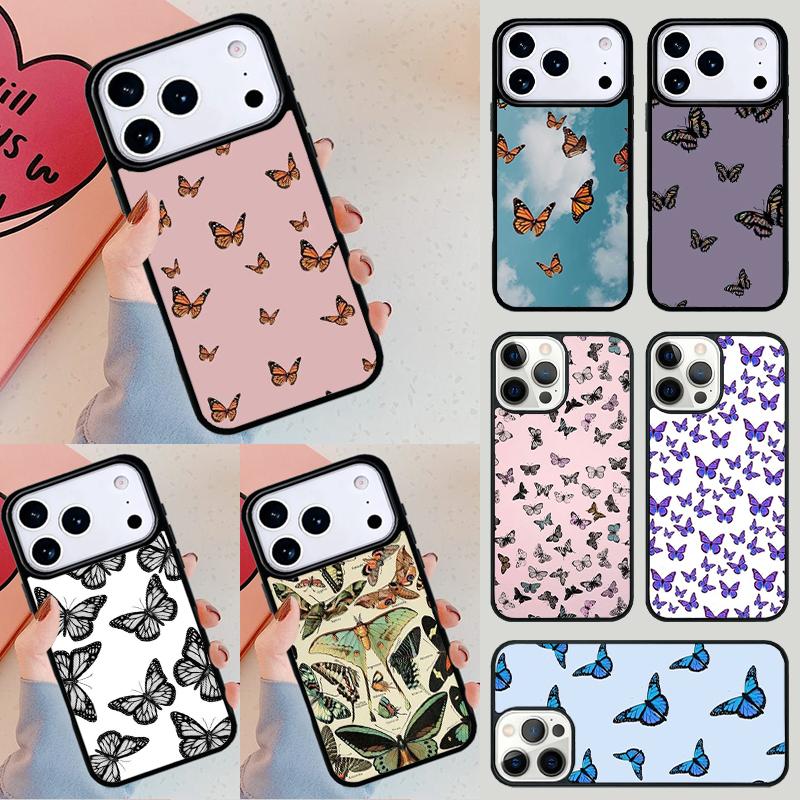 Butterfly Butterflies Phone Case For iPhone 17 Air 14 15 13 12 Max Cover For Apple 14 15 16 16e 11 Pro Max Plus Coque